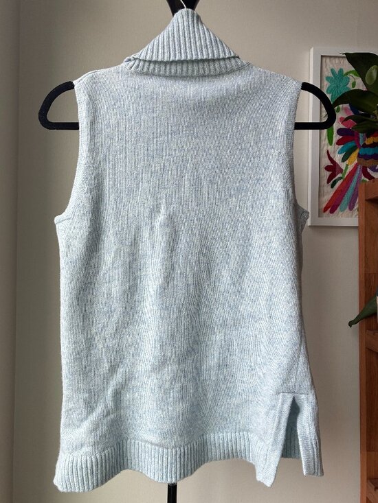 J. Crew Blue Turtleneck Cotton-Wool Blend Sweater-Tank - Size S - Picture 3 of 6